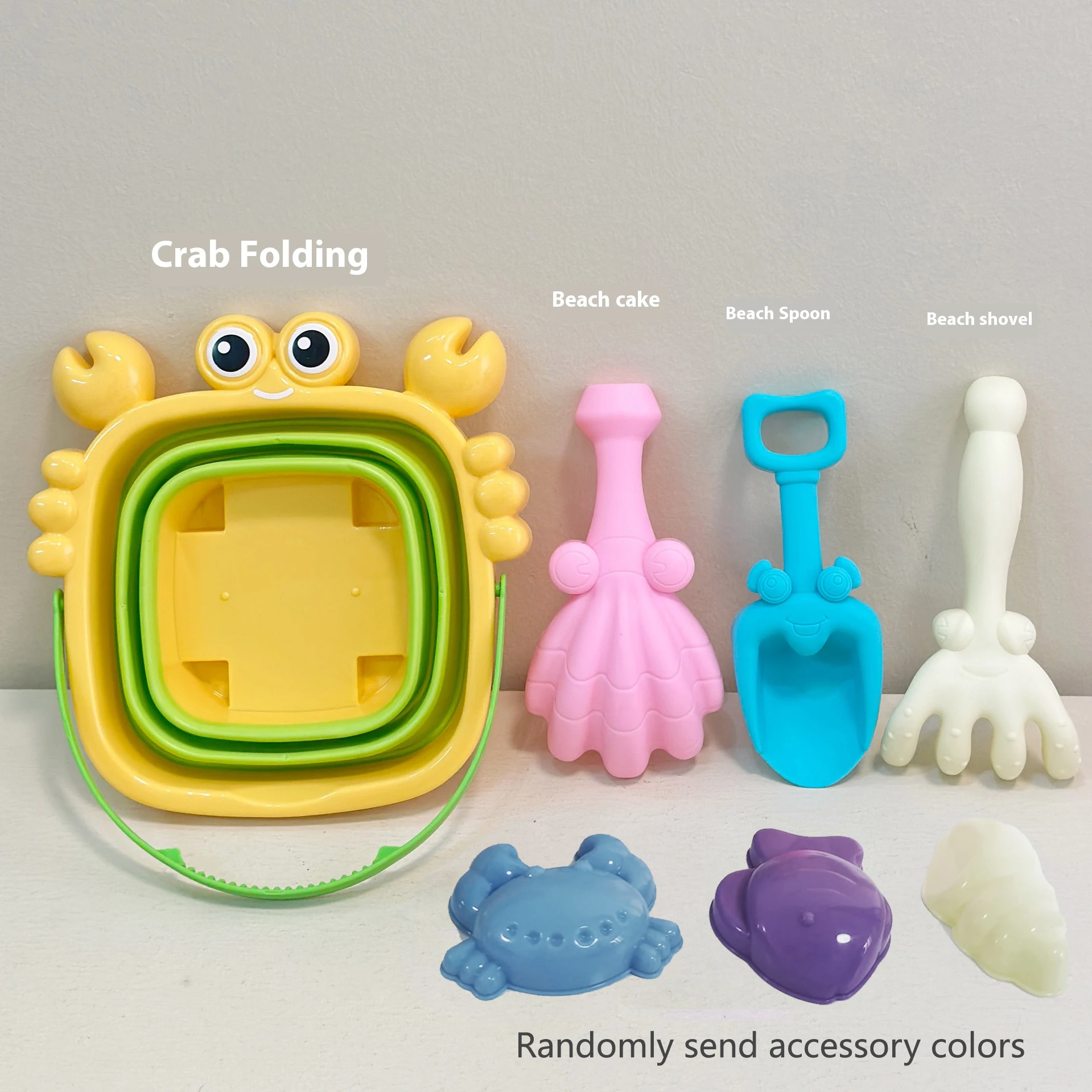 Conjunto de brinquedos de praia com balde dobrável, ferramentas criativas de areia e moldes de frutas - perfeito para brincar e viajar