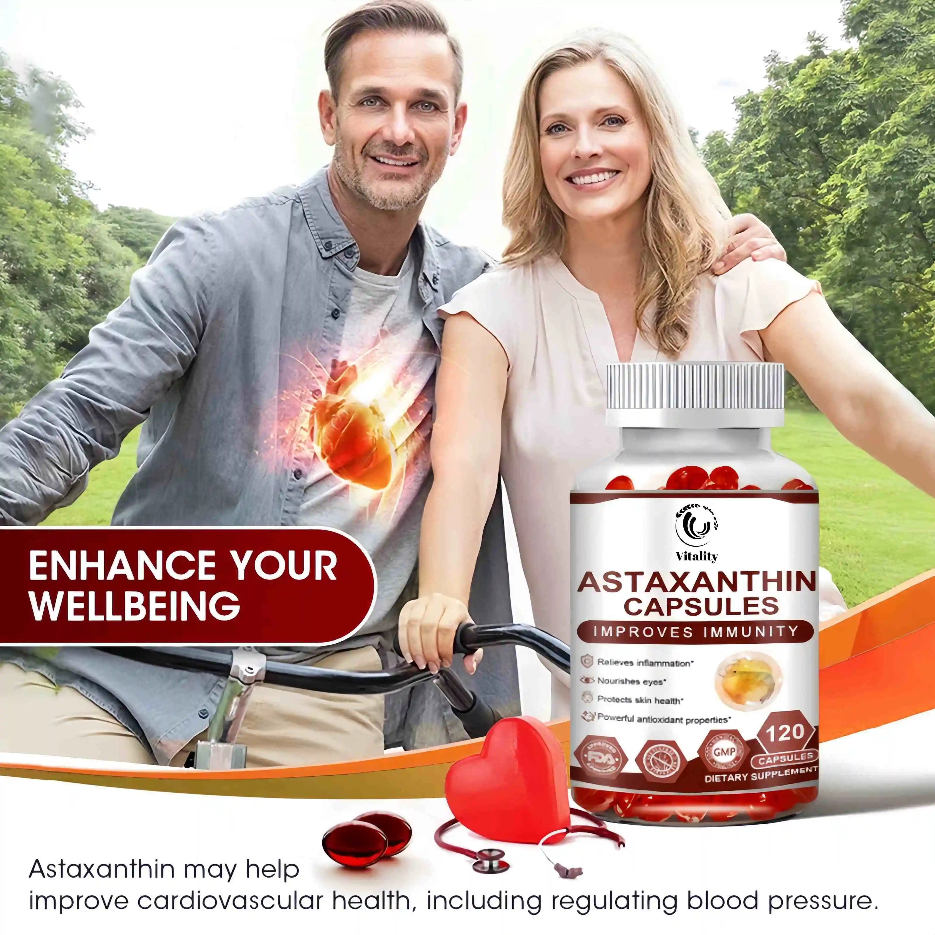 Astaxanthin Supplement Capsules for Maximum Cardiovascular Health Accelerated Metabolism Supporting Eye Joint Health