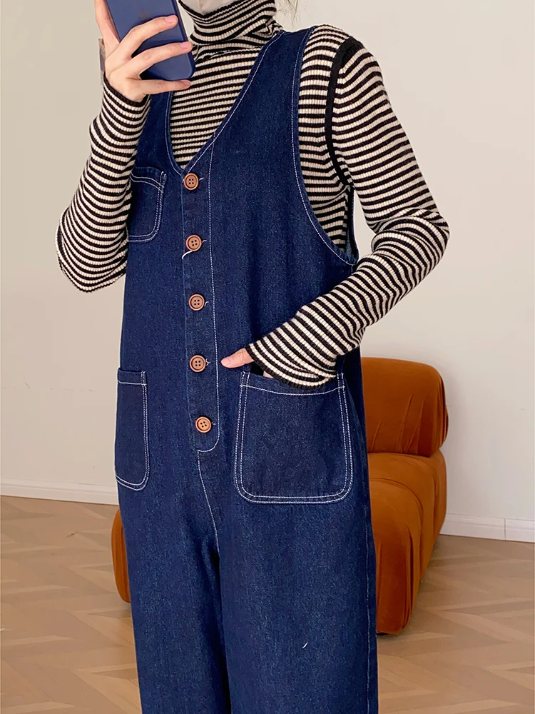 

Retro Svel Workwear Overalls Women's High Waist Straight Leg Long Pants Spring New Sle Comfortable Loose Fit Jumpsuit