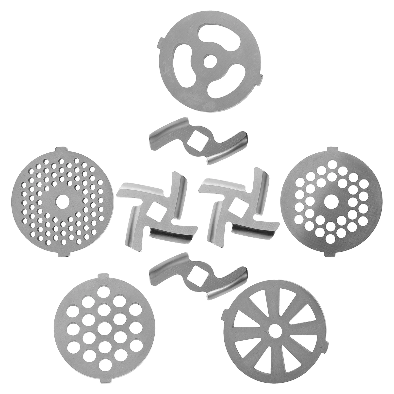 

9pcs MeatGrinder Accessories StainlessSteel Electric MincerPlate Replacement Parts DurableDiscs Practical CuttingPlates with