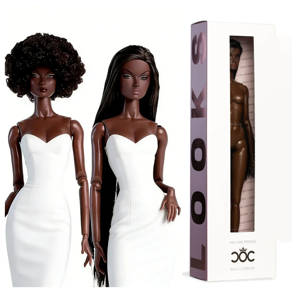 

Xianxian doll 2026 / deep black skin Supermodel doll / 32cm nude doll with black hair / 12 joint movable body + head