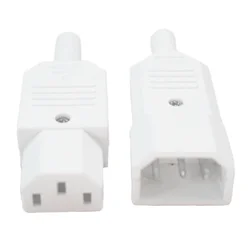 White 10A 250V Black IEC C13 /C14 Male Plug Rewirable Power Connector 3 pin ac Socket