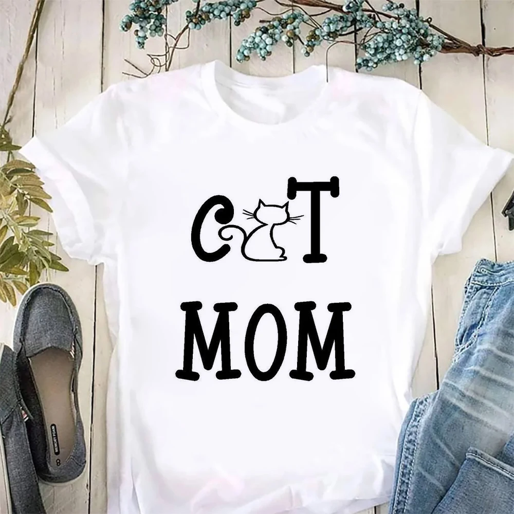 

Mother of Cats Mom T-shirt Women Kawaii Fashion T-Shirt Plus Size O Neck graphic Mama T-shirt Women Casual Short Sleeve Top Tees