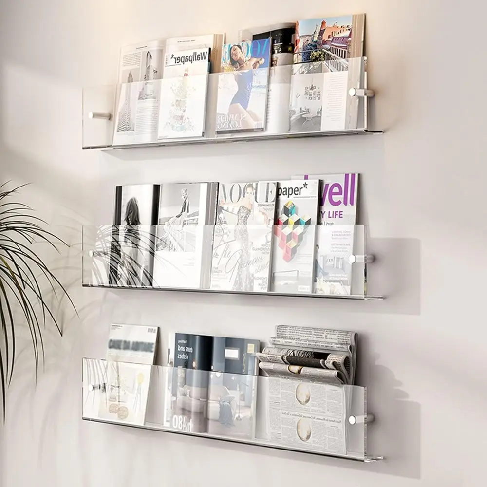 

Набор из 3-х настенных акриловых держателей для журналов, брошюр и дисков, 100 см (3 шт.), для офисов и залов ожидания