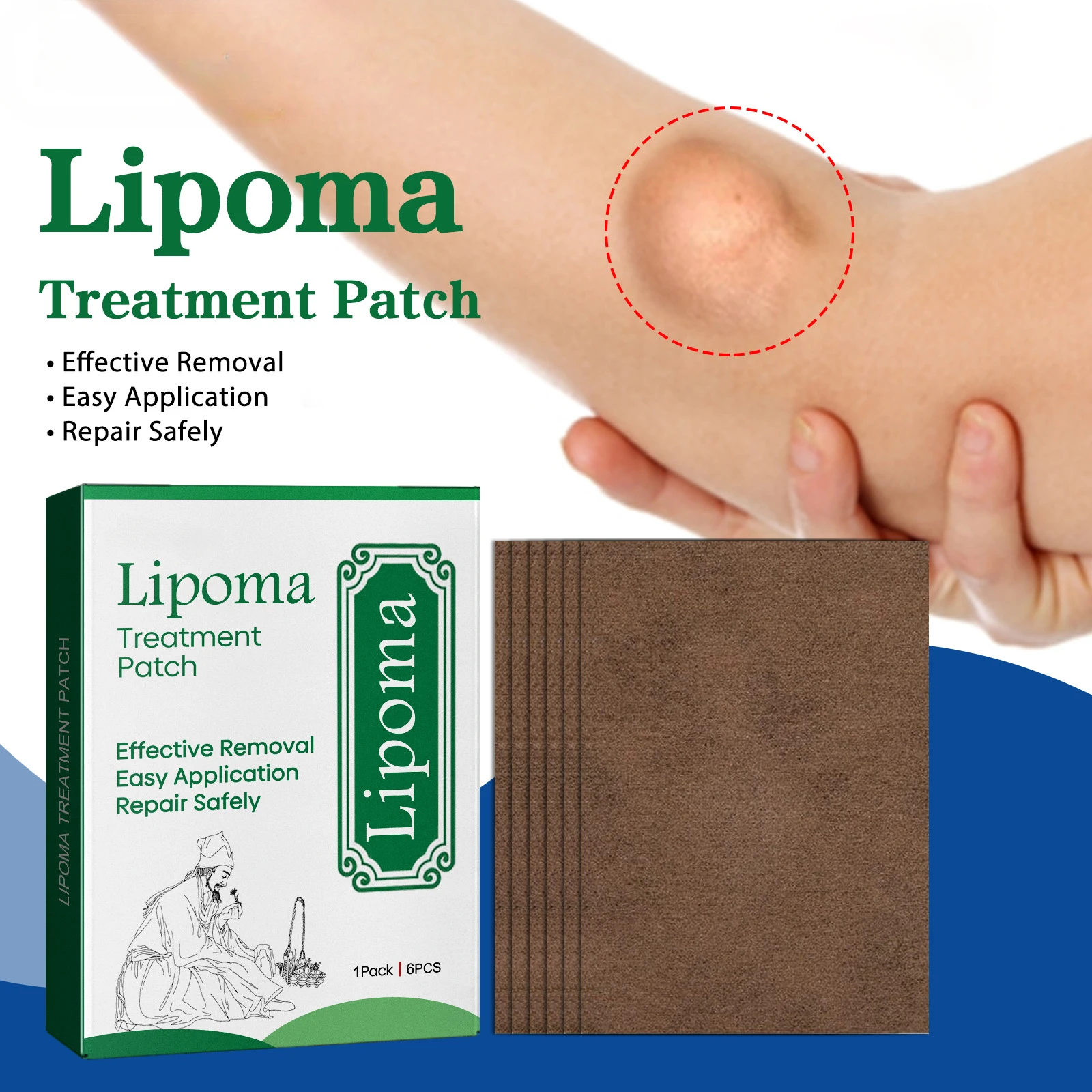 

6pcs Treatment Lipoma Removal Patch Skin Swelling Anti-Tumor Cellulite Remove Plaster Lipolysis Fat Lump Body Hard Block Removal