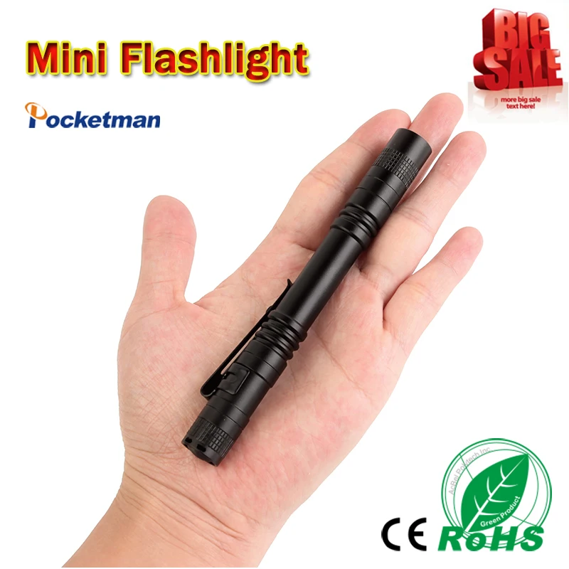 Pocketman Powerful Mini Flashlight LED Bright Mini Penlight Clip Pocket Lamp Light Portable Flashlight Torch Use AAA Bttery