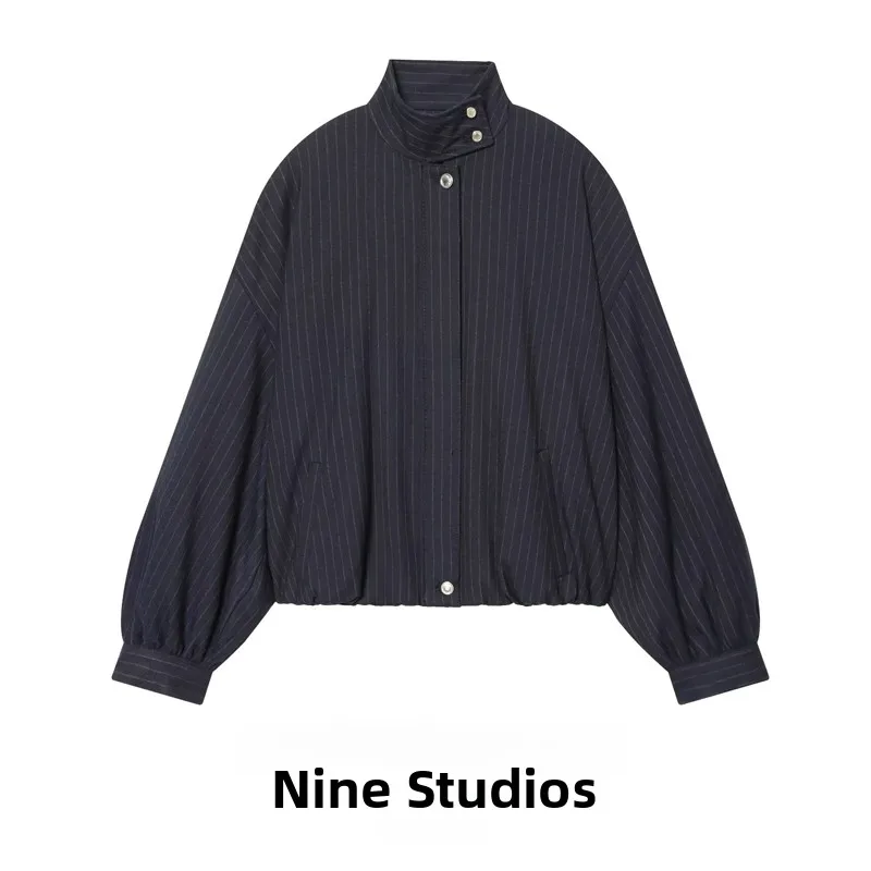 

NINE ZAR Женская свободная повседневная одежда для пилотов в полоску, верхняя одежда в европейском стиле, длинная застежка на пуговицах Fem Faion