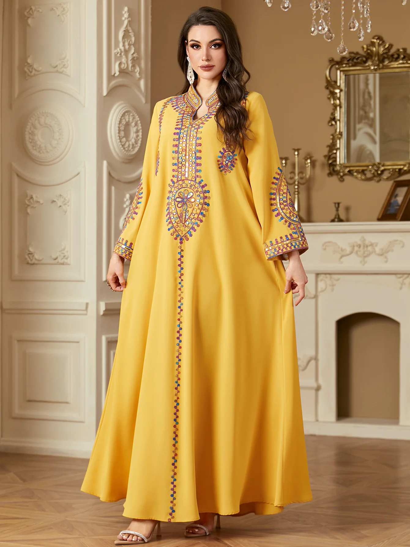 

Spring New Emboridery Abayas for Women Muslim Maxi Dress Dubai Turkey Kaftan Eid Ramadan Morocco Caftan Islam Jalabiya Gown 2025