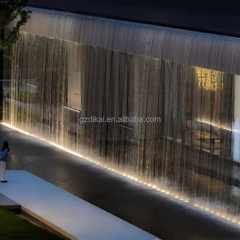 for Custom Freestanding LED Rain Curtain Waterfall Outdoor Garden Water Feature Fountain Decor Patio Yard Landscape Lighting