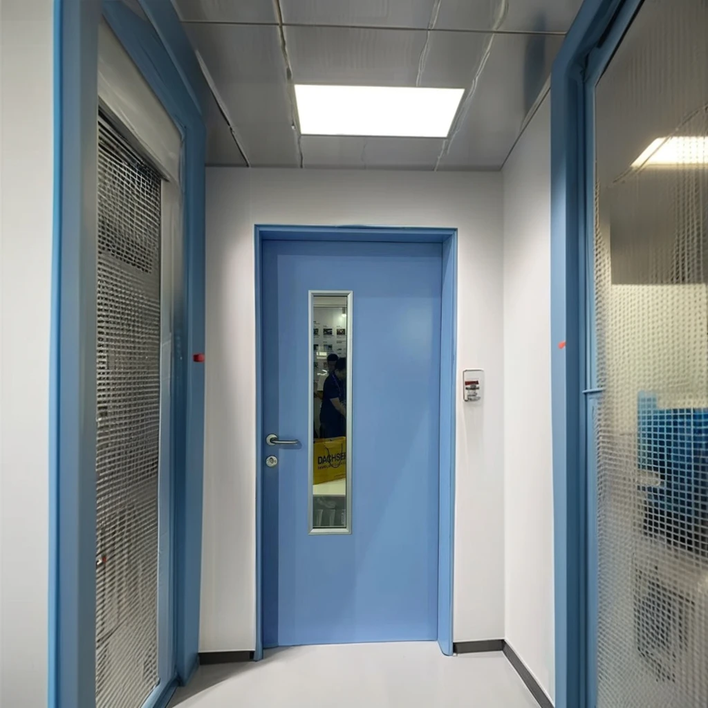 현대적인 디자인의 병원용 음압 클린룸 도어, 내부 이중 슬라이딩 아연 도금 강철 클린룸 도어