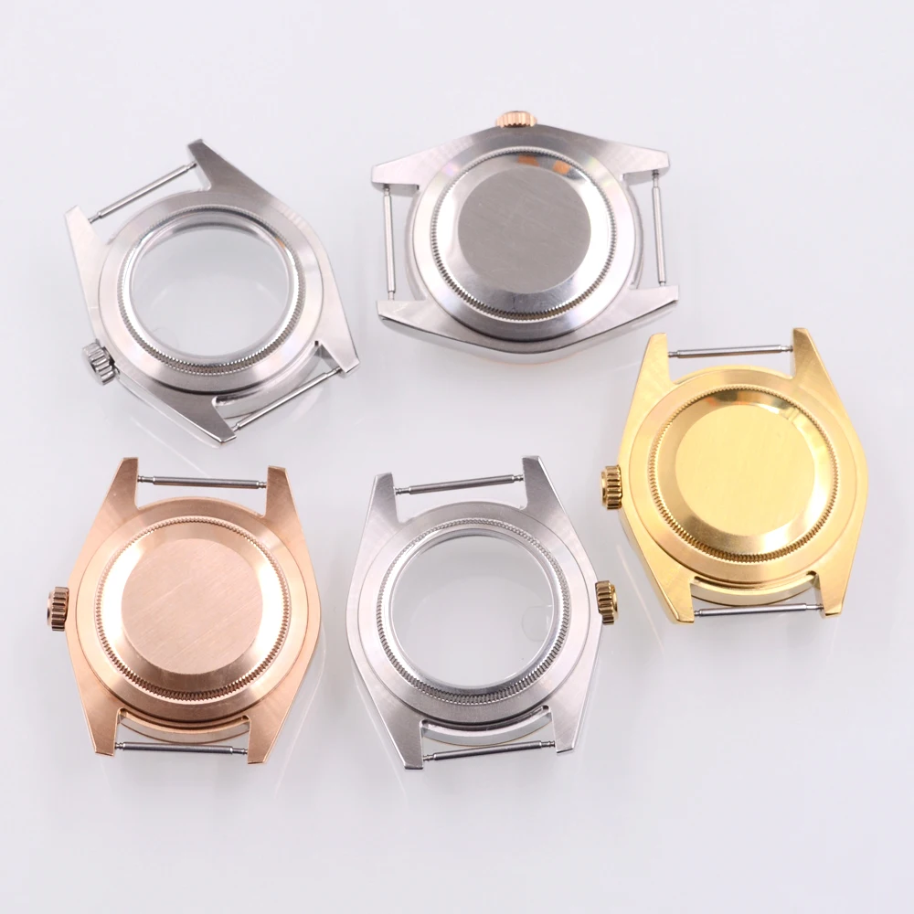 36MM/40MM Sapphire Glass Watch Case  Fit NH34 NH35 NH36 PT5000 ETA2824 2836 Miyota 8215 8205 Movement Silver/Rose Gold