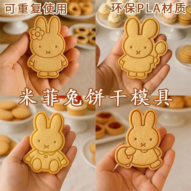 Kawaii Miffy 3d Cookie Cutter Cute Rabbit Cartoon Press‑type Baking Tool Fondant Mould for Home Diy Pastry Making 2026 New Style