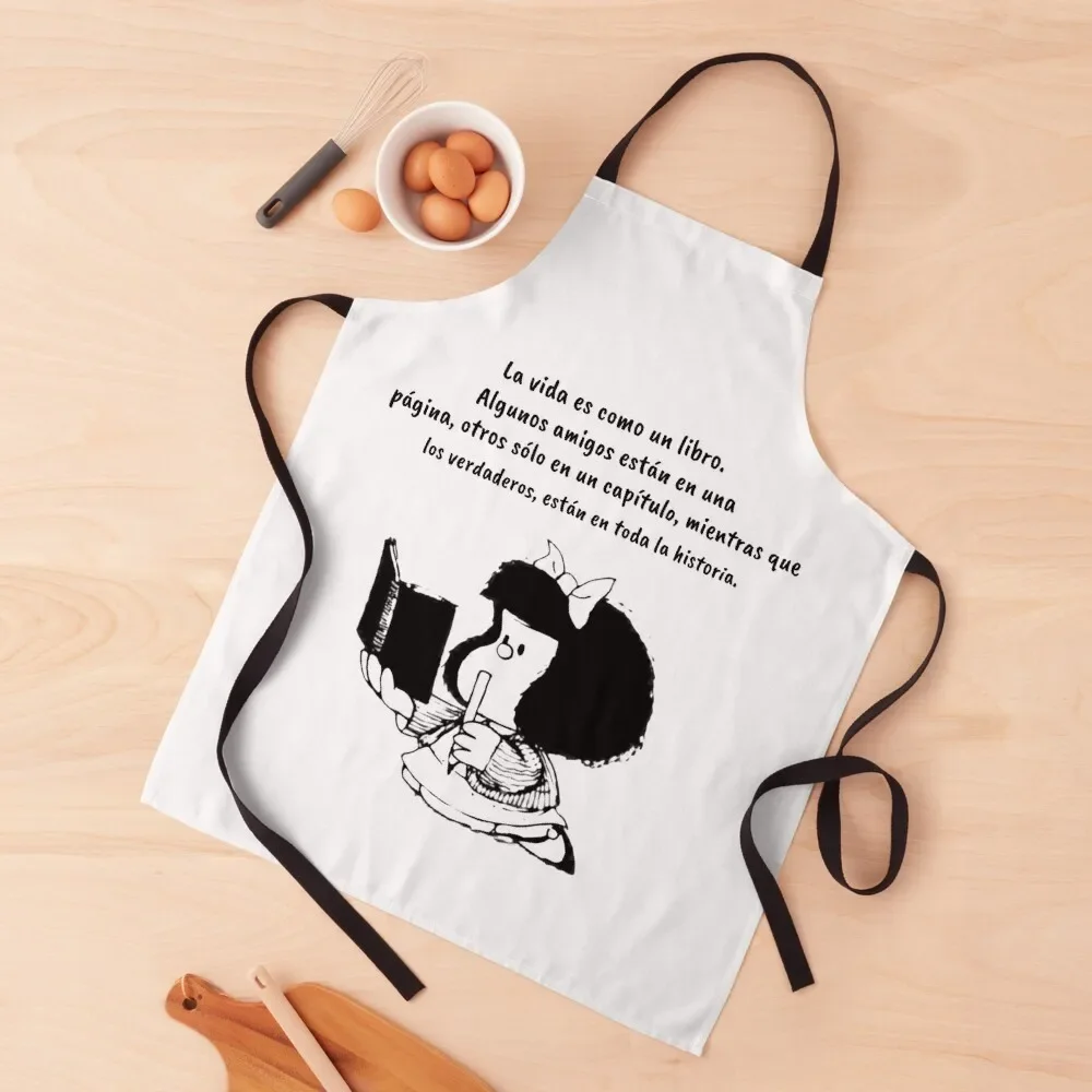 Spanish Quotes And Mafalda Comics Apron barber men cleanings manicurist kitchen jacket woman Apron