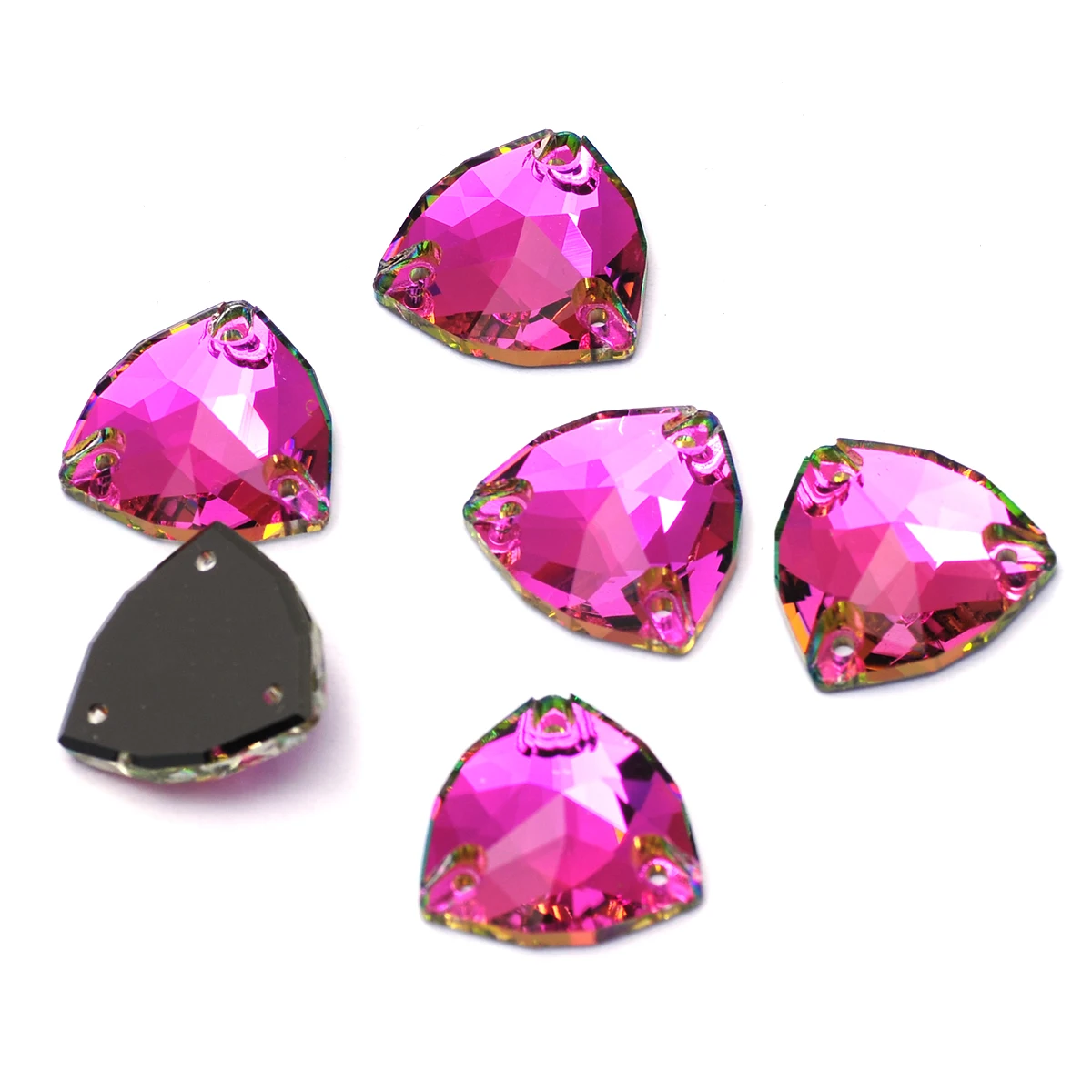 Pubrilex Vitrail Rose خياطة على أحجار الراين متعددة الأشكال بلورات الخياطة المشطورة لفستان التزلج البدلة ملابس الصالة الرياضية الملحقات