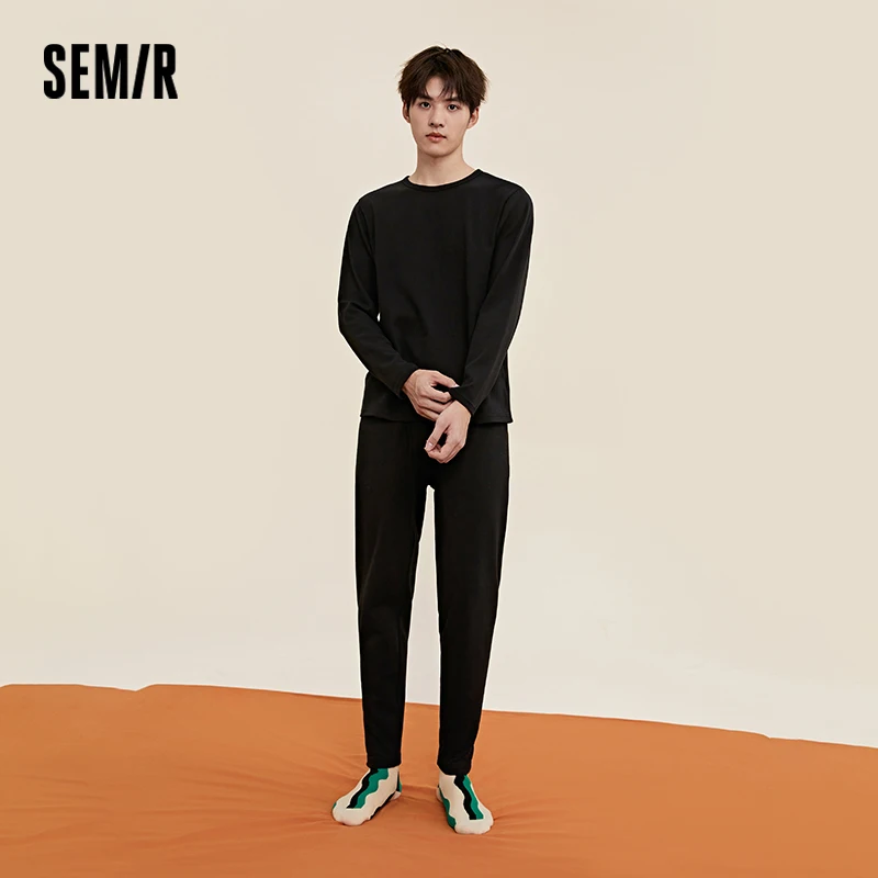 Semir Thermal Underwear Men Winter Cotton Undershirt Base Layer Youth Solid Color Comfortable Men's Spring Underwear Set