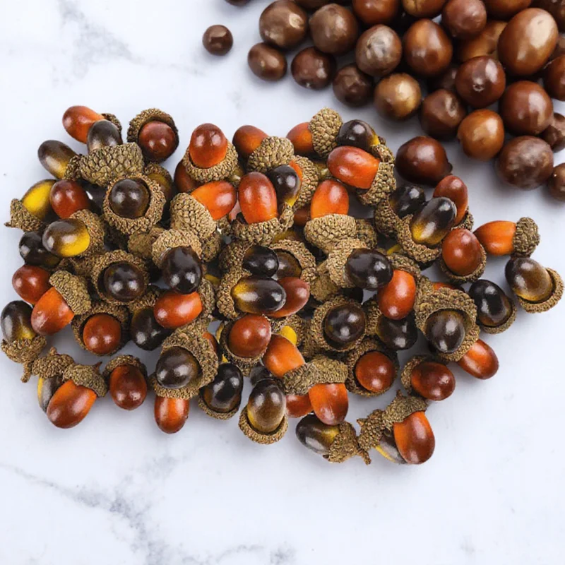 

50Pcs Simulation Acorn Ornaments Plastic Reusable Artificial Acorns Xmas Tree Decoration DIY Garland Christmas Supplies