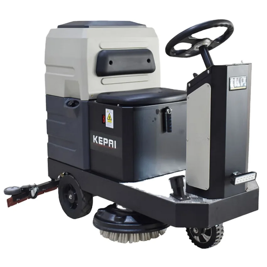 Automatic Electric Ride-on Scrubber Road Sweeper Floor Cleaning Machine With Double Brush