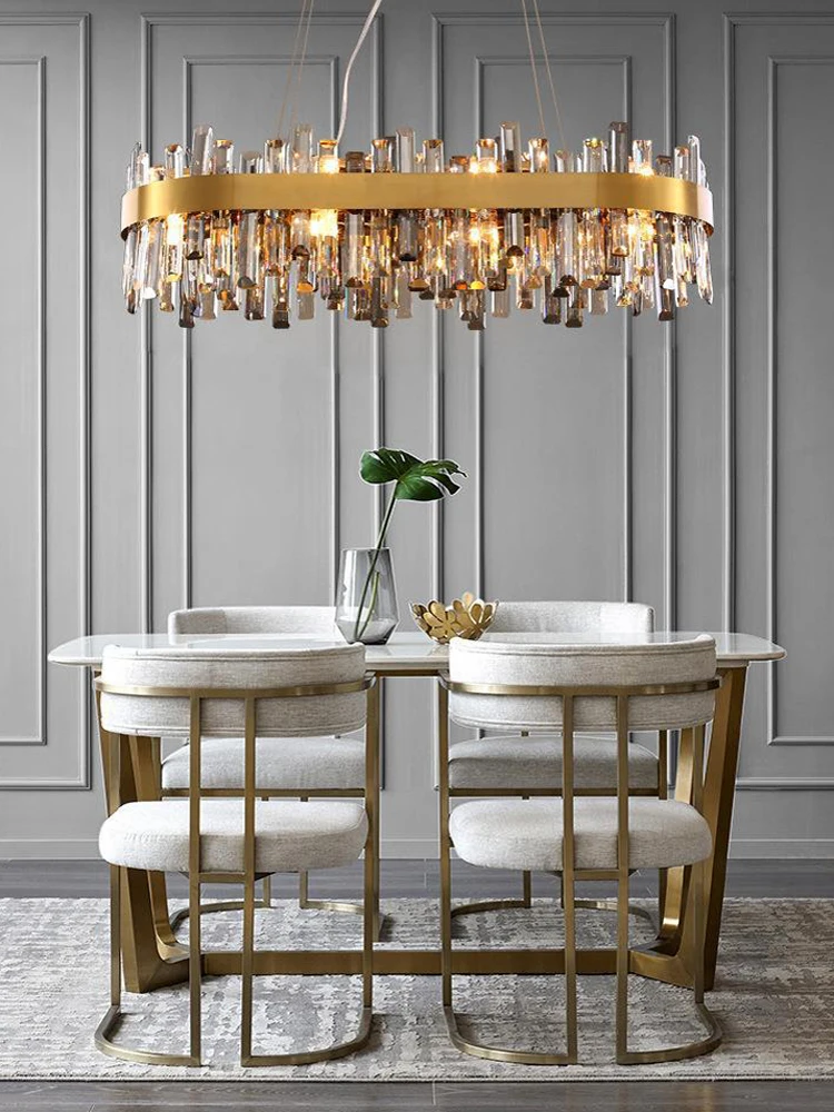 Illuminate Your Kitchen Or Dining Room With Our E14 LED Clear Grey Crystal Chandelier Dimming Function Gold Chrome Hardware