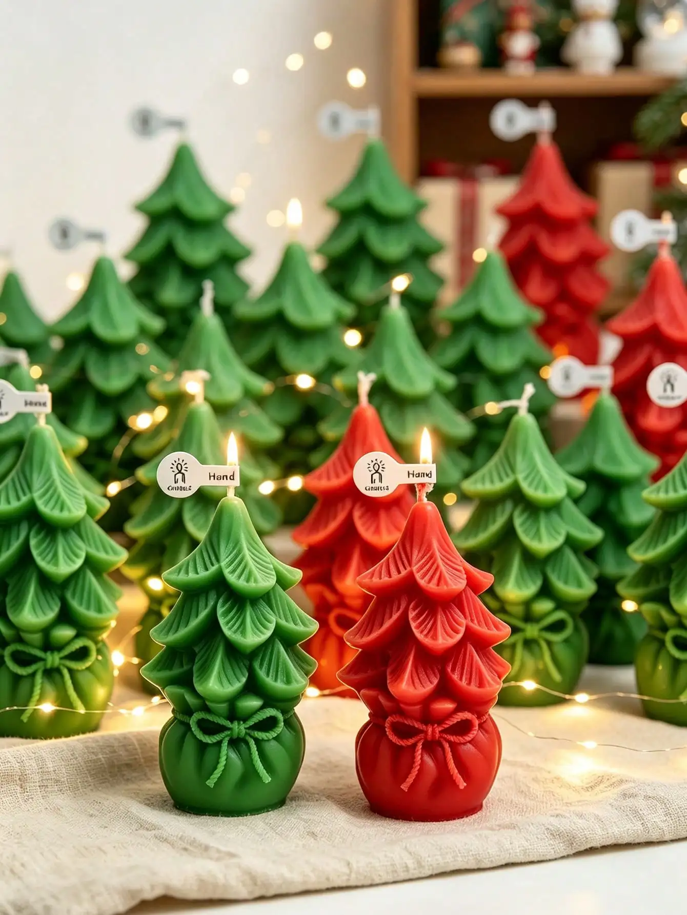 1pc Christmas Tree Scented Candle Lucky Bag, Long-Lasting Handmade Candle, Christmas Tree Candle Ornament, Home Desktop Decoration, Christmas Gift, Thanksgiving Party Decor, Wedding Favor, Romantic Decorative Candle, Gift For Women