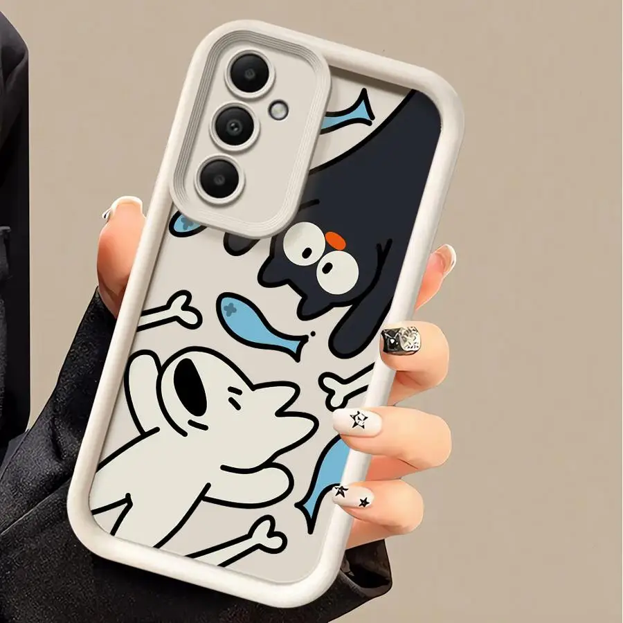 Shockproof Case For Samsung Galaxy A54 A52 A14 A53 A12 A13 A50 A23 A51 A71 A34 A21s Silicone Phone Cover Funny Cute Cartoon Cat