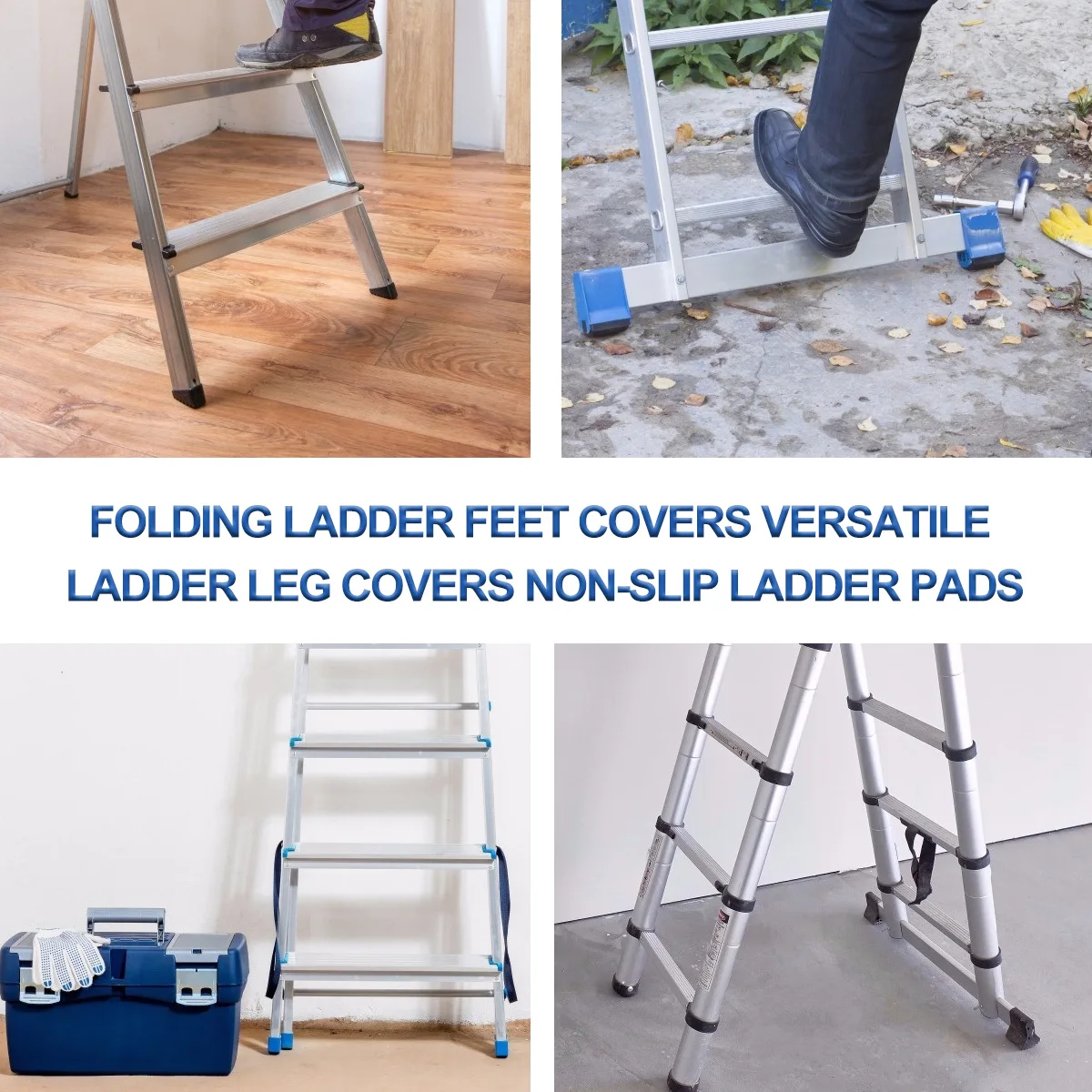 

4pcs Feet Covers Non-Slip Ladder Pads Floor Protector Durable Thick Skid Resistance High Temperature Resistant Ladder Feet