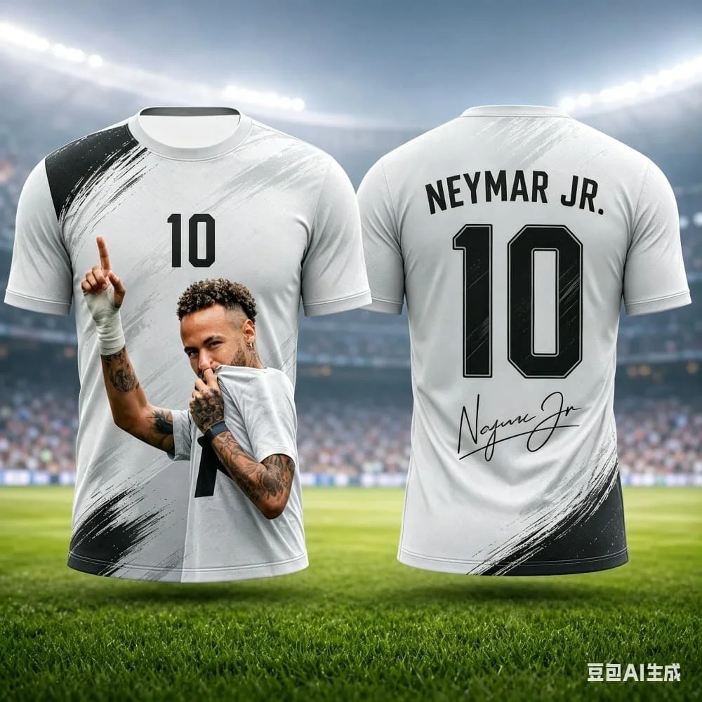

Fashion Neymar's Summer 3D Printed Family Outfit Football Jersey T-shirt. Quick-drying and Breathable Suitable forFamilyMatching
