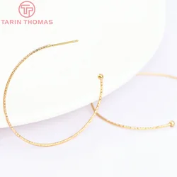 (5946) 6PCS 45MM 24K Gold Color Brass Round with Ball Stud Earrings High Quality Jewelry Making Findings Accessories Wholesale
