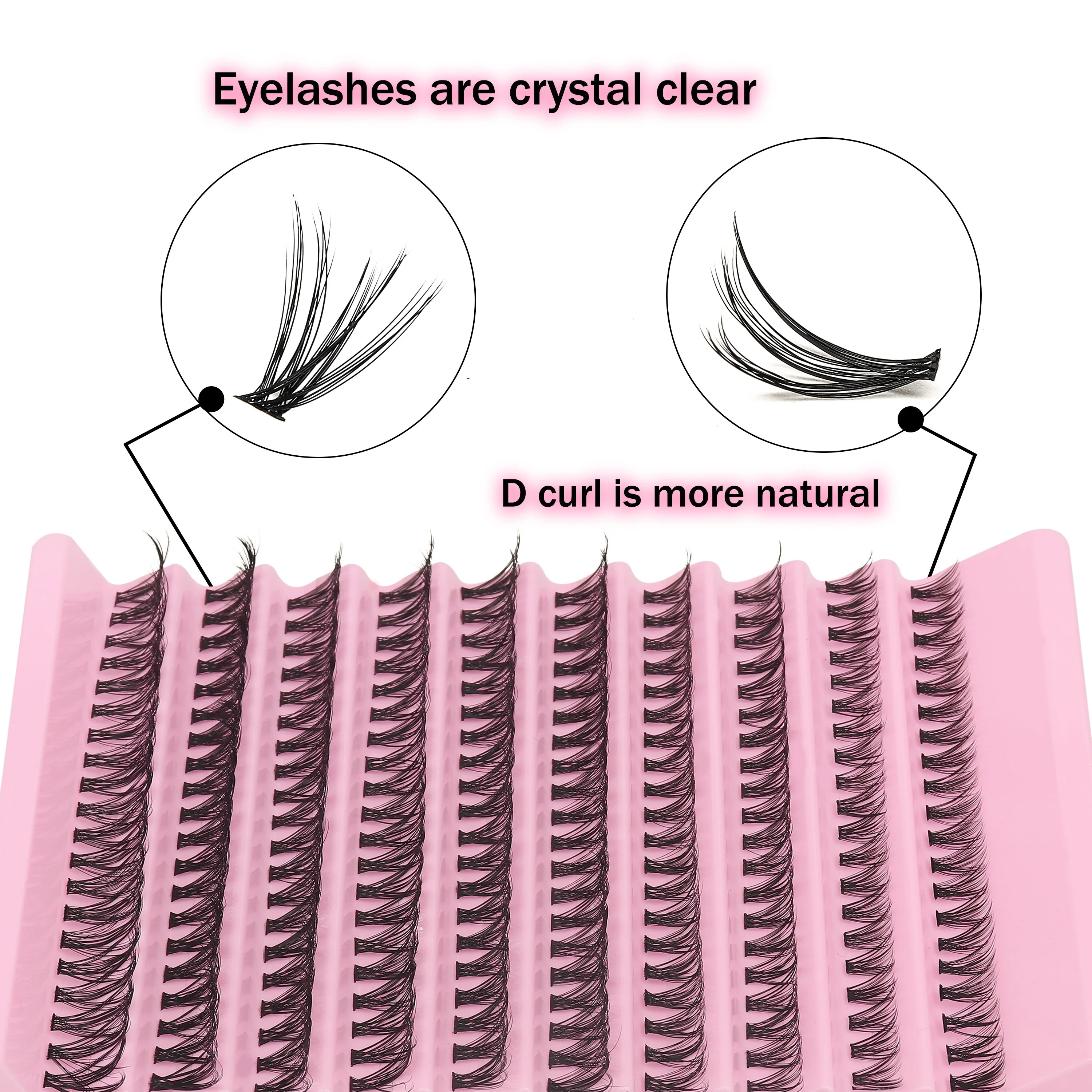 200-teiliges DIY-Wimpernverlängerungsset – anfängerfreundliche, wiederverwendbare D-Curl-Cluster-Wimpern in gemischten Längen (10–18 mm) für flauschig – Detail 3