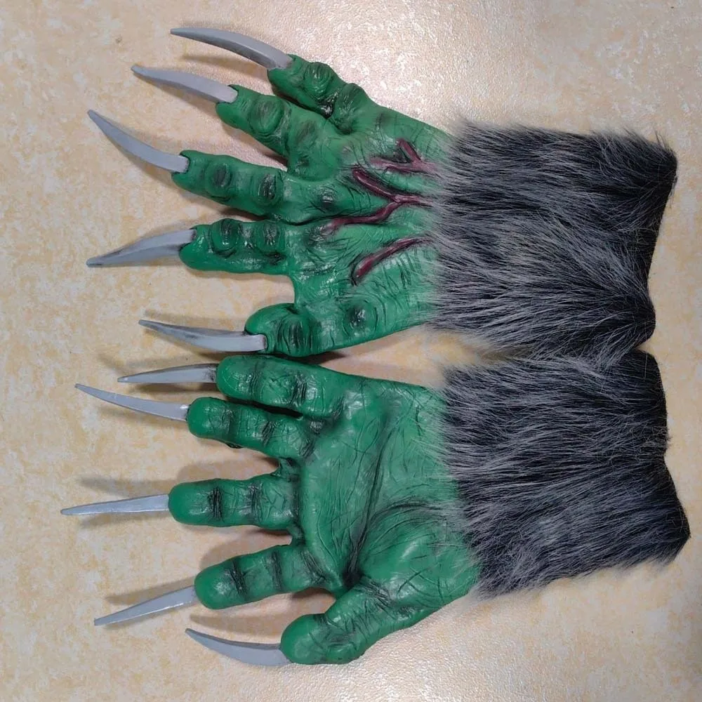 Costume Accessories Creepy Halloween Gloves Latex Realistic Werewolf Hands Long-nailed Flexible Beast Claws Photography