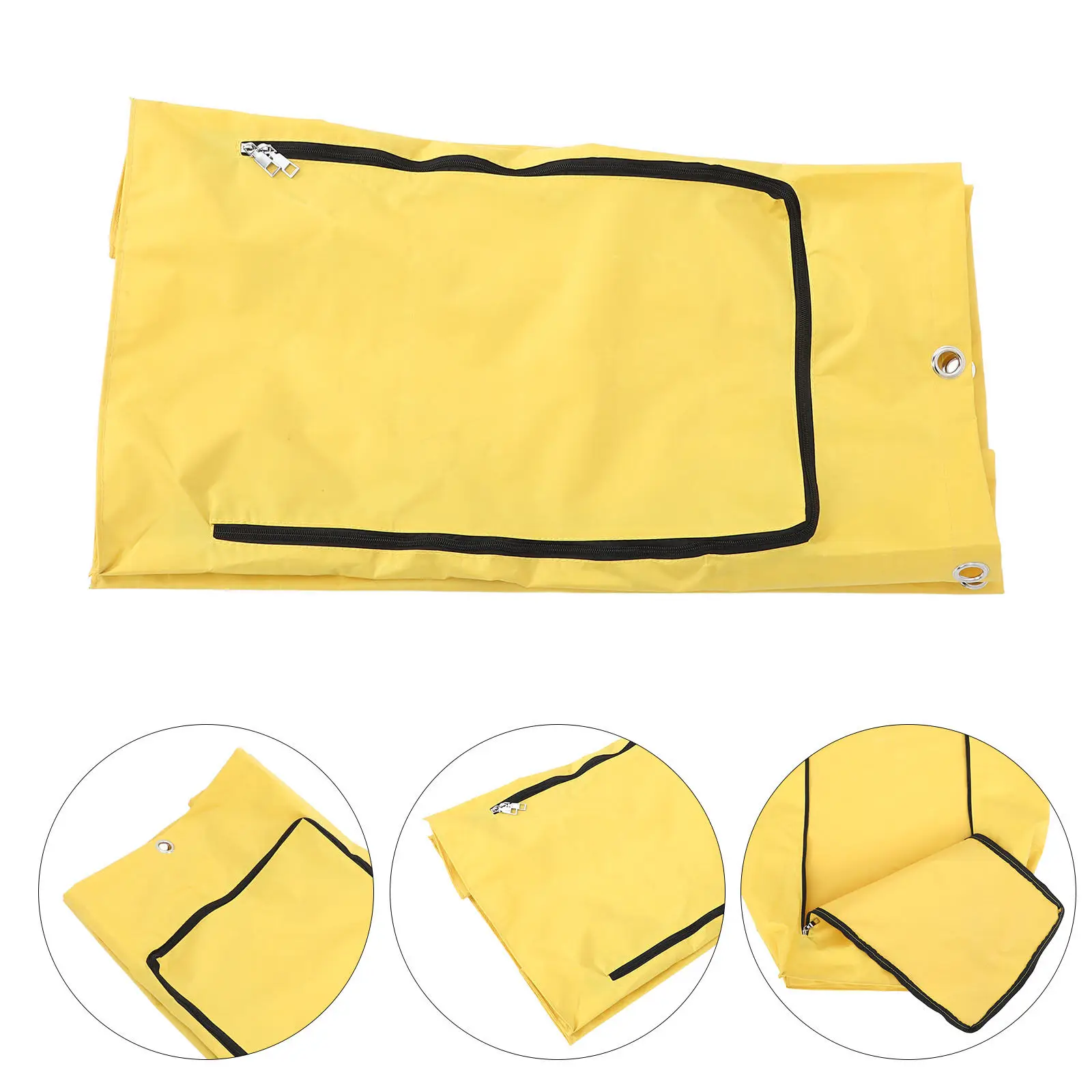 

1pcs Yellow Janitorial Cart Bag, Thickened Canvas Zippered Janitorial Bag For Hotel Housekeeping, Waterproof Cleaning Cart Bag