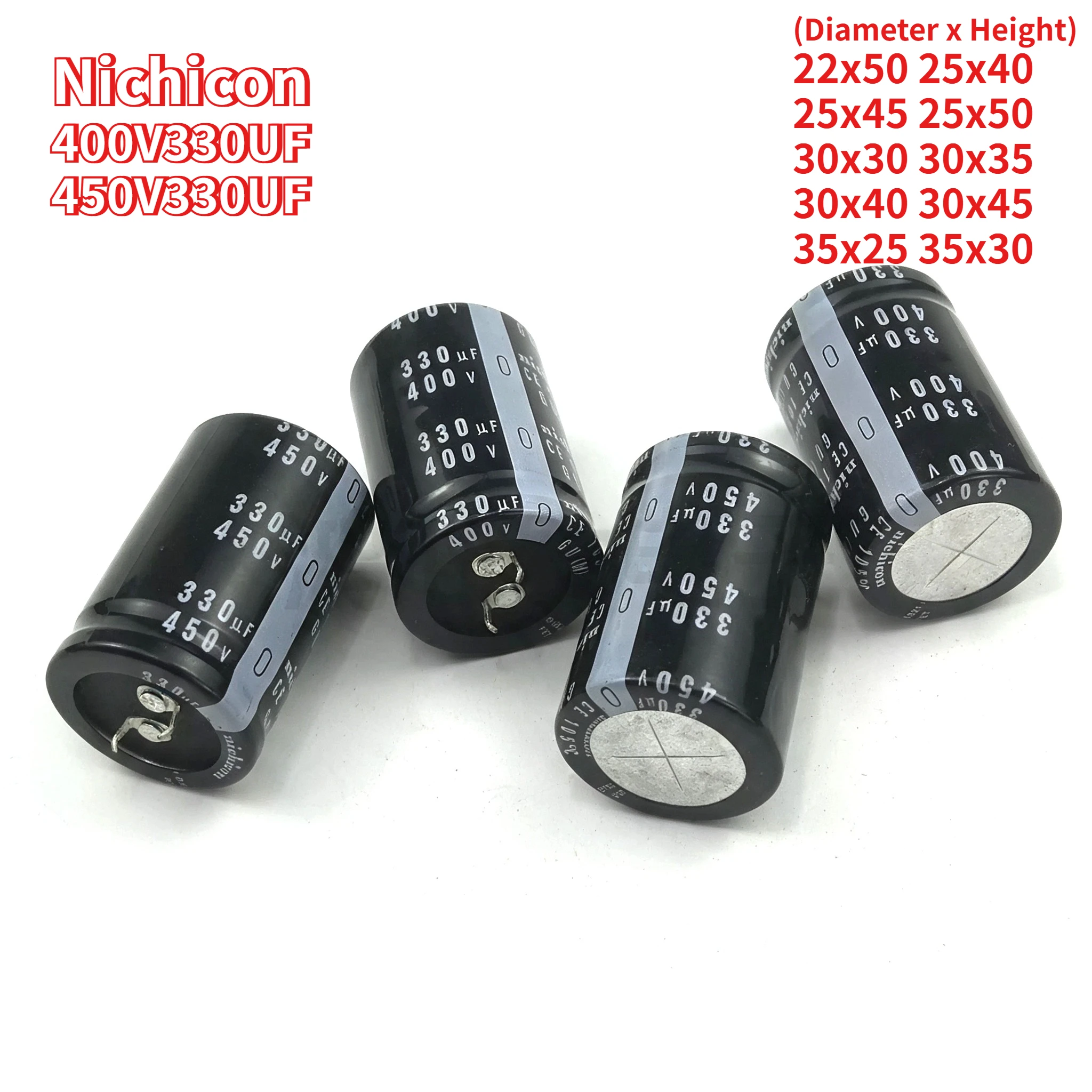 2pcs-400v330uf-450v-22x50-25x40-25x45-25x50-30x30-30x35-30x40-30x45-35x25-35x30-capacitor-450v-330uf-nichicon