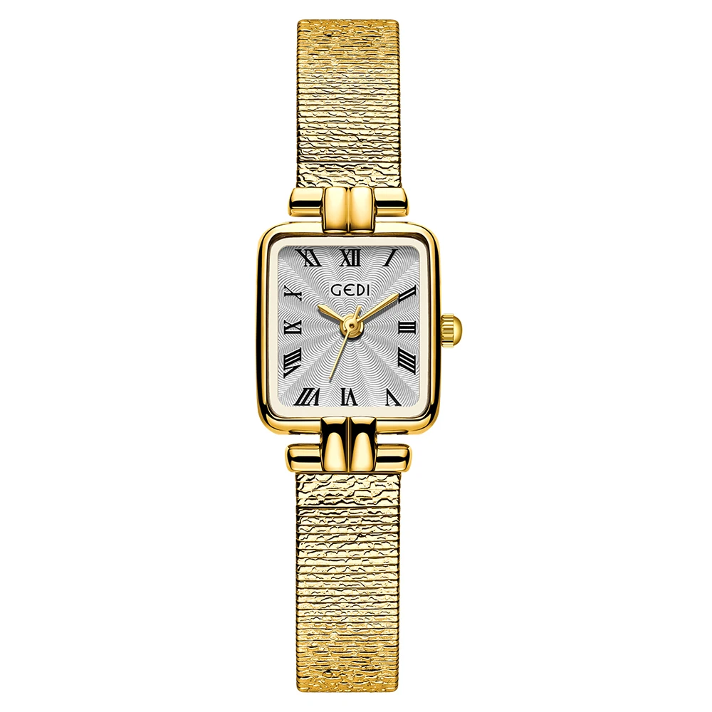 

GEDI модные простые легкие роскошные женские часы с квадратным циферблатом, кварцевый механизм, водонепроницаемые, повседневная одежда, женские наручные часы