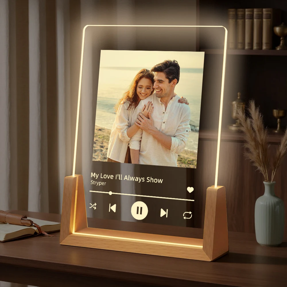 Personalized Photo Music Night Light Custom Portrait Acrylic Lamp with Song Romantic Anniversary Wedding Couples Birthday Gift image 6