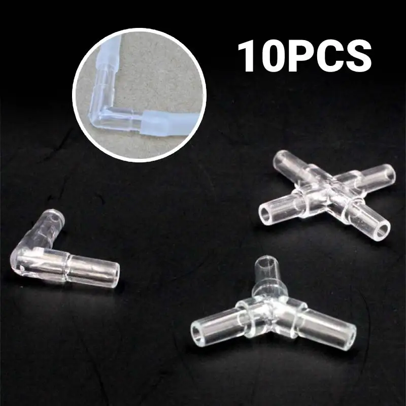 10PCS 4mm Aquarium Airline Tubing Connectors Plastic Inline Valve Hoses Joints Tee/Cross/Elbow/Y Shaped Air Pump Accessories