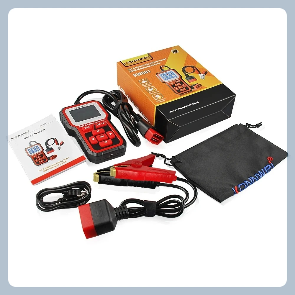 

681 KONNWEI 6 В 12 В автомобильный мотоциклетный аккумуляторный тестер автоматический диагностический инструмент 2 в 1 2000 CCA автомобильный OBD2 сканер тест зарядки при запуске