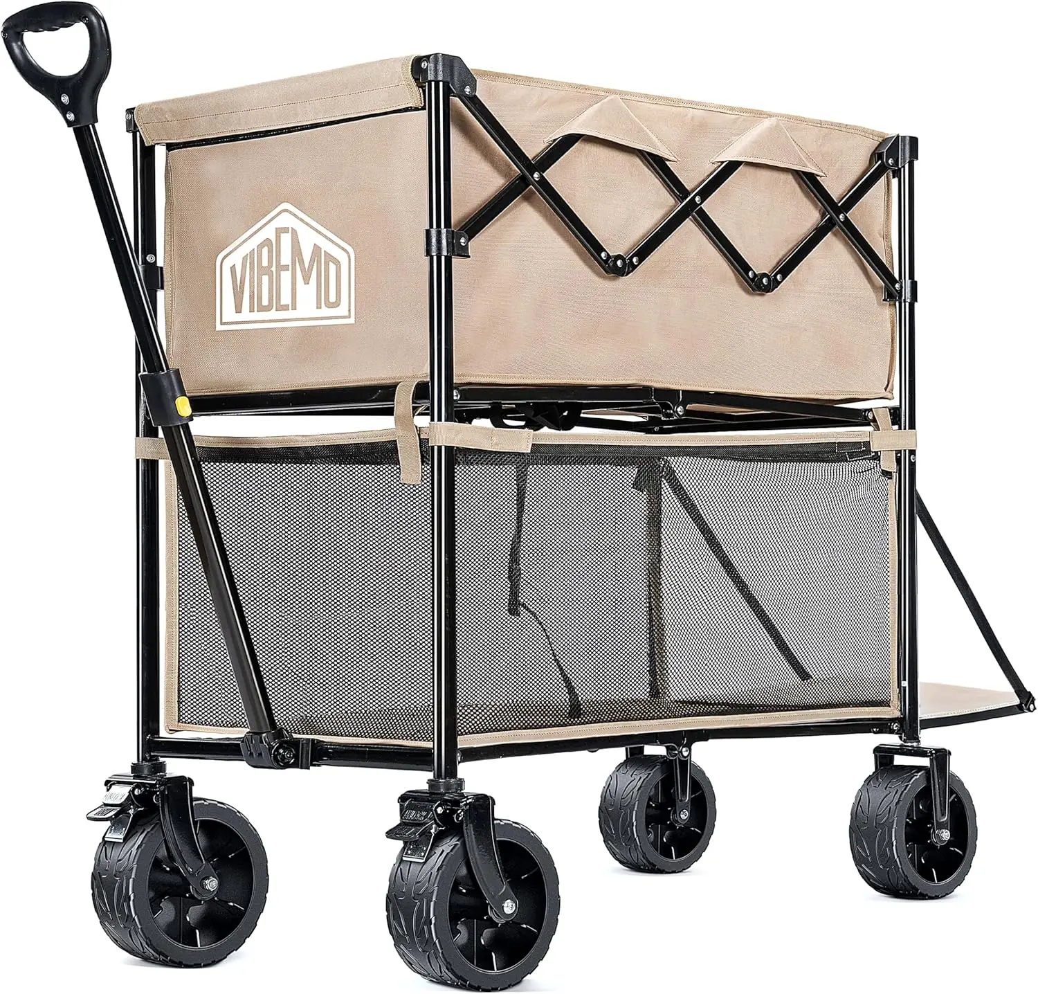 Double Decker Wagon, 450lbs Heavy Duty Garden Cart, Extra-Long Extender, Large Capacity, All Terr ain