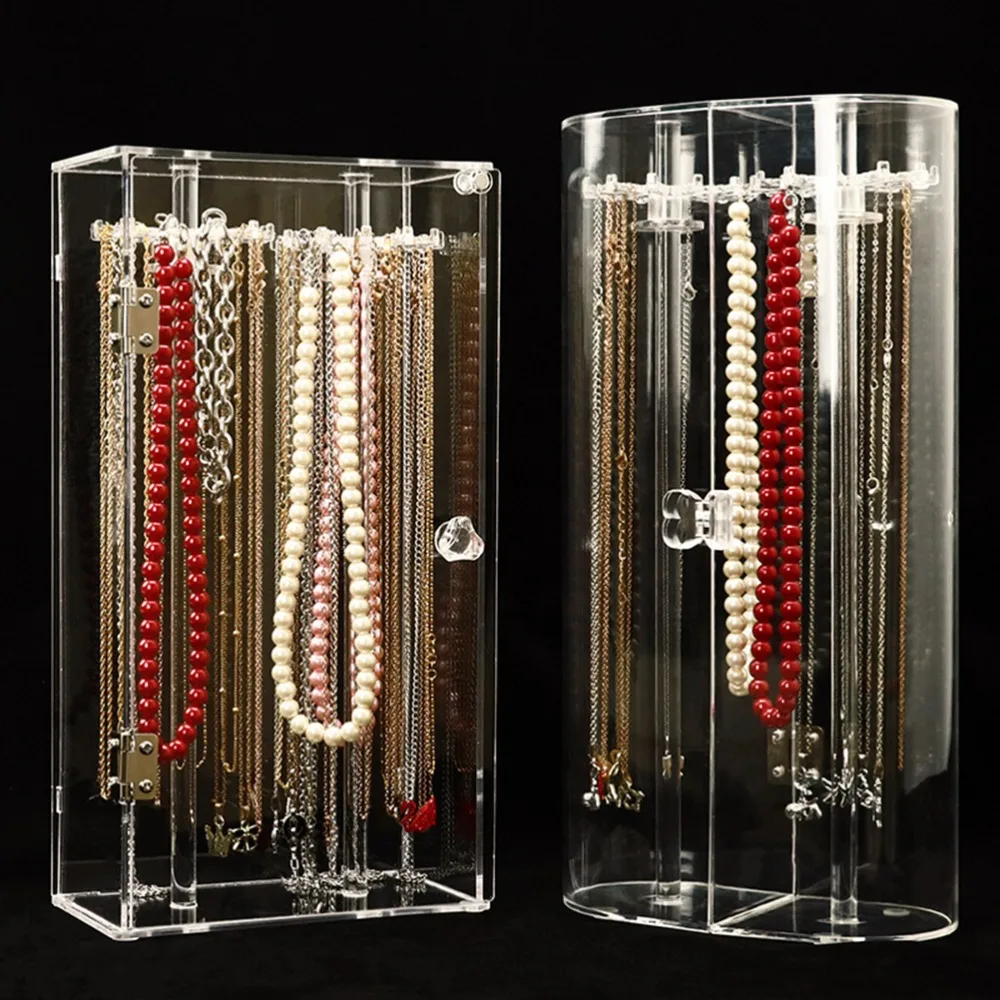 Clear Acrylic Holder 24 Hooks Acrylic Organizer Rotation Multifunctional Jewelry Display Stand Jewelry Storage