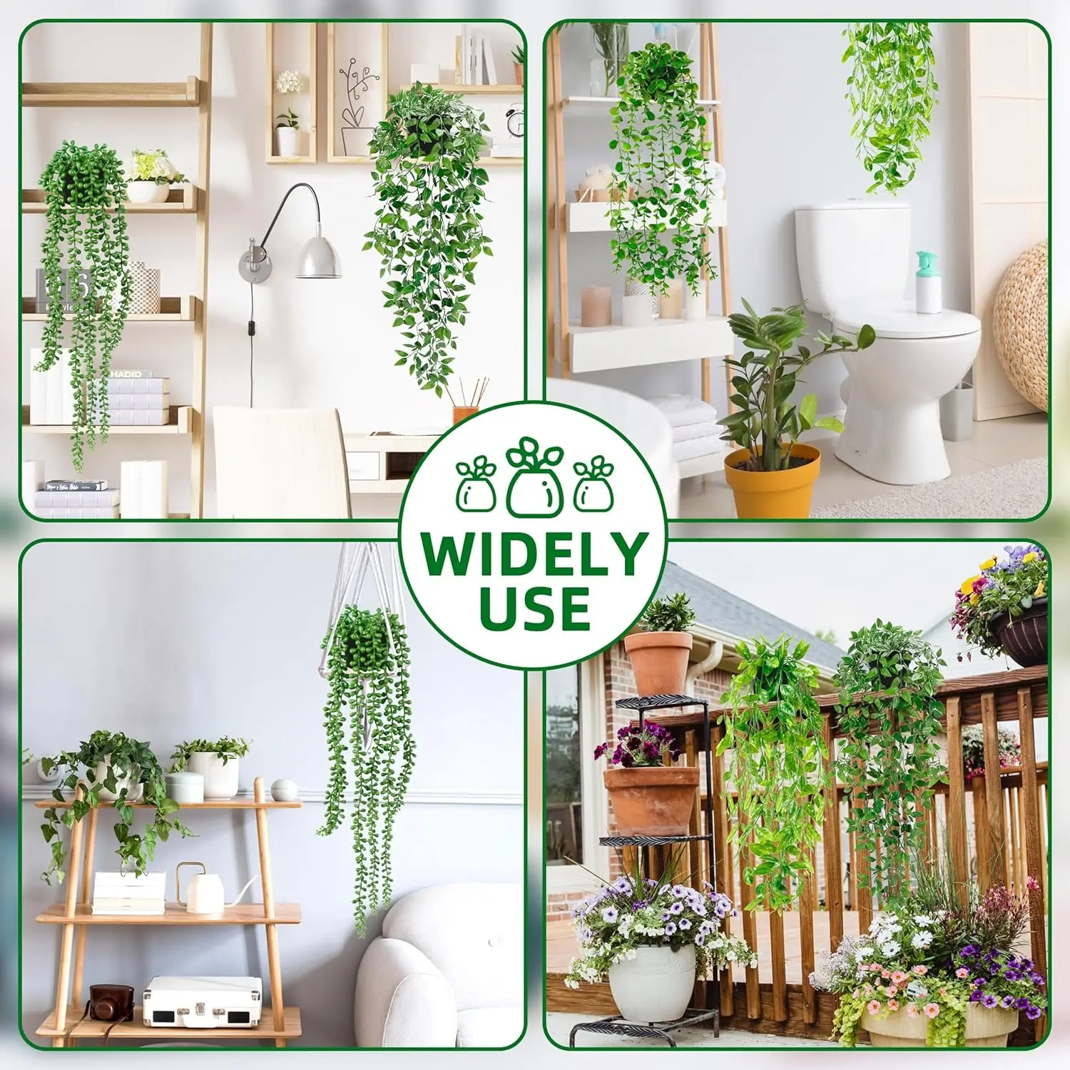 Künstliche Hängepflanzen, künstliches Topfgrün, künstlicher Eukalyptus, Mandala-Rebe im Topf für Selbstbüro, Wohnzimmer, Innenbereich, Heimdekoration – Detail 5