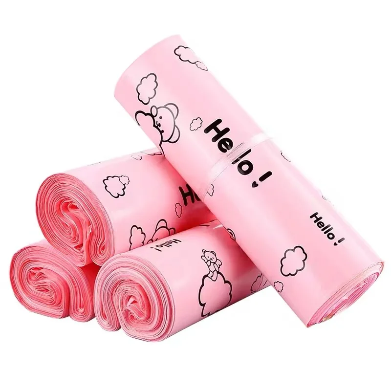 50Pcs/Lots Packaging Bags Pink Waterproof Logistics Clothing Postal Pouch Custom Logo Plastic Shipping Mailing Bag