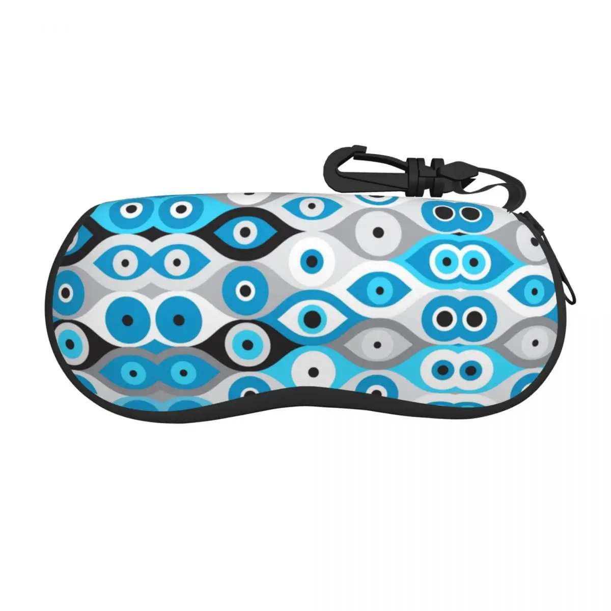 Greek Evil Eye Pattern Blues And Greys Glasses Case Protective Nazar Amulet Boho Sunglasses Storage Box Print Eyeglasses Box