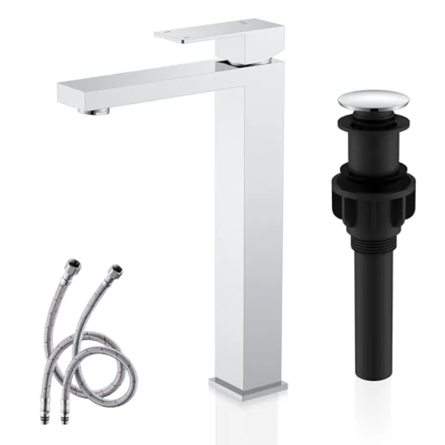 

Bowl Vessel Sink Facuet Single Handle Bathroom Sink Faucet Bathroom Vanity Faucet Basin Mixer Tap with Water Supply Lines and P