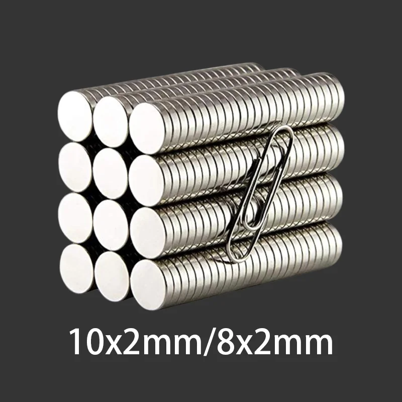 30 à 100 aimants de réfrigérateur de différentes quantités, 10x2mm/8x2mm, ronds, largement utilisés dans le rangement d'outils, les bureaux, les tableaux à dessin, les garages