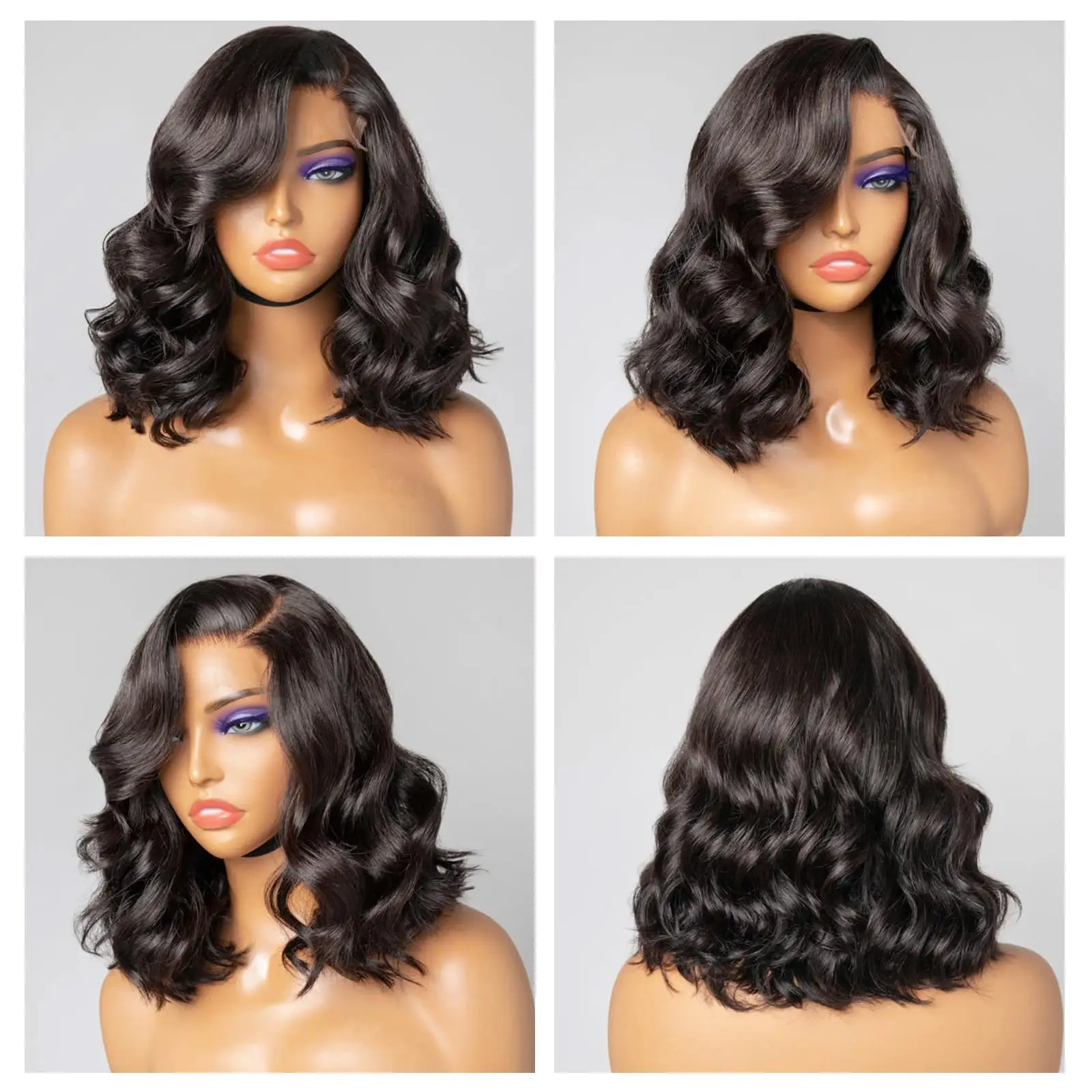 Losse Body Wave Korte Bob Kant Frontale Menselijk Haar Pruik 5X5 Transparant Kant Voor Bob Pruiken Natuurlijke Kleur losse Golf Korte Pruiken