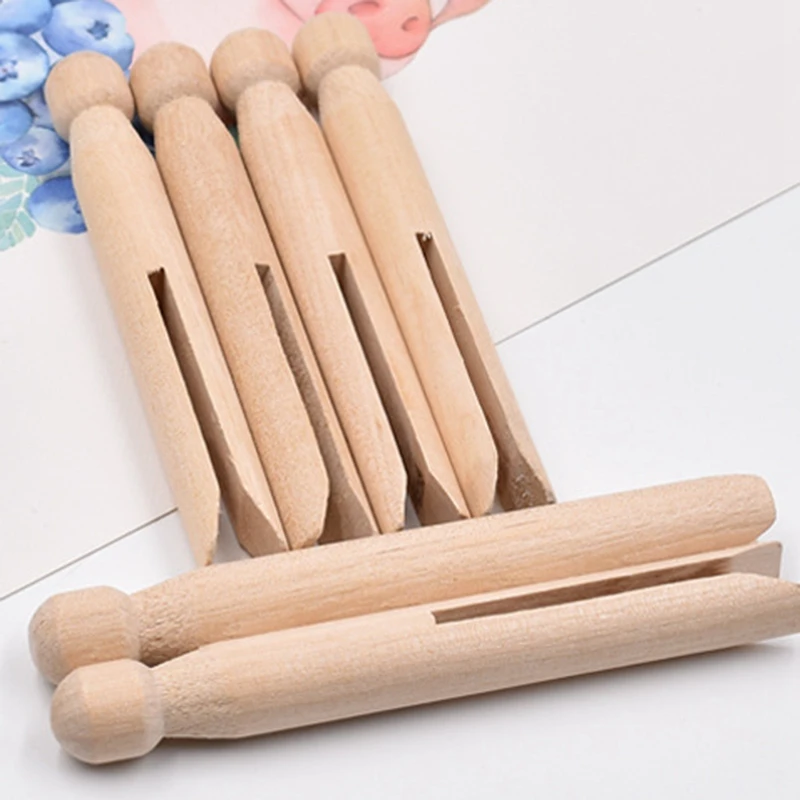 Wood Clothes Pins Pegs Old School 50 Count Round Clothespins Weather Resistant Peg Dolls Traditional Peg