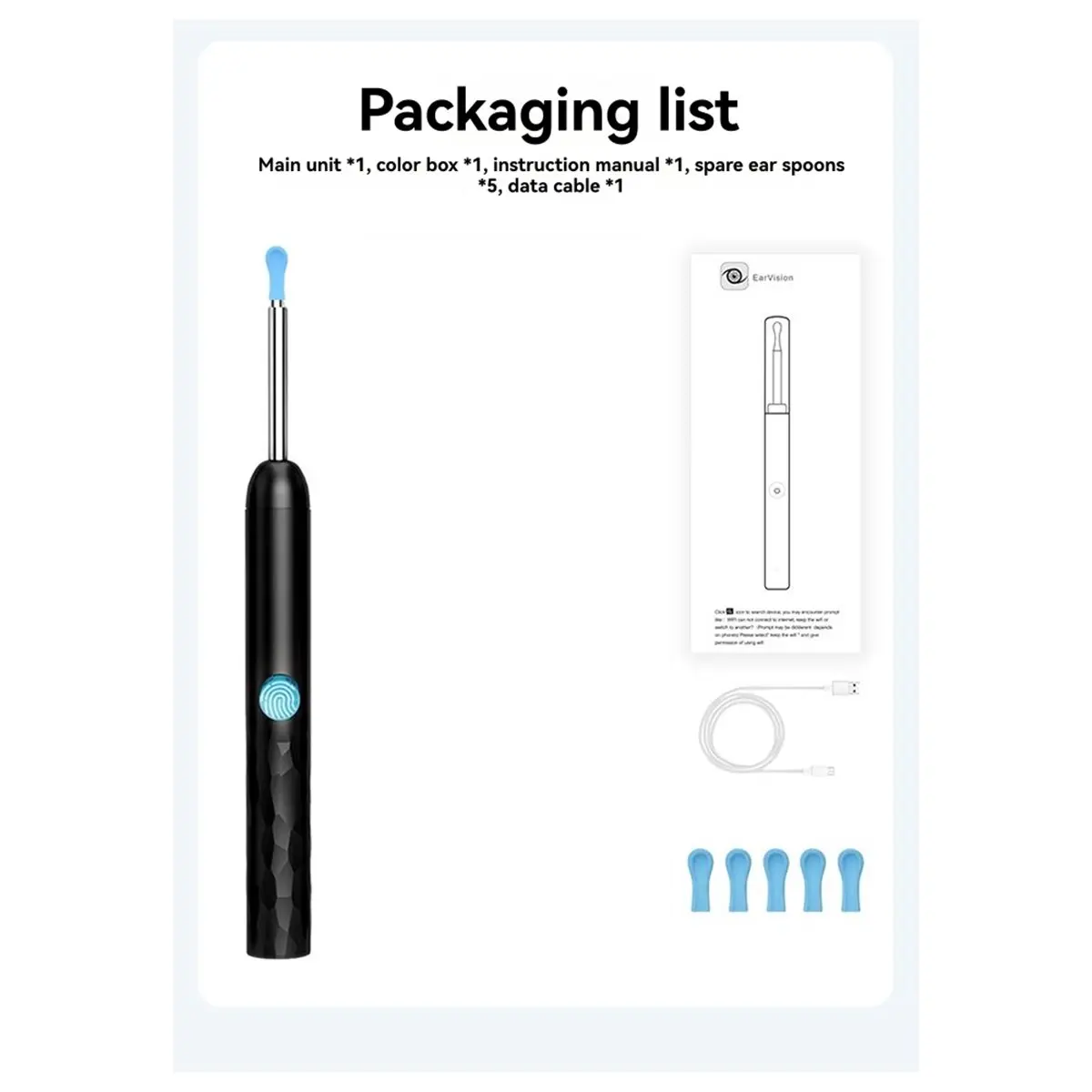 جديد واي فاي الأذن نظافة كاميرا الأذن الشمع الرعاية الصحية الأذن نظافة عدة الأذن ملعقة مقصورة المنظار الأذن المنتقى الأبيض #2