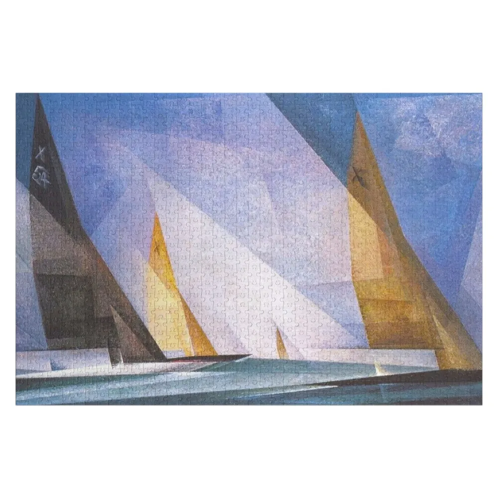

Sailboats nautical, maritime landscape coastal painting by Lyonel Feininger Jigsaw Puzzle Custom Wooden Gift For Children Puzzle