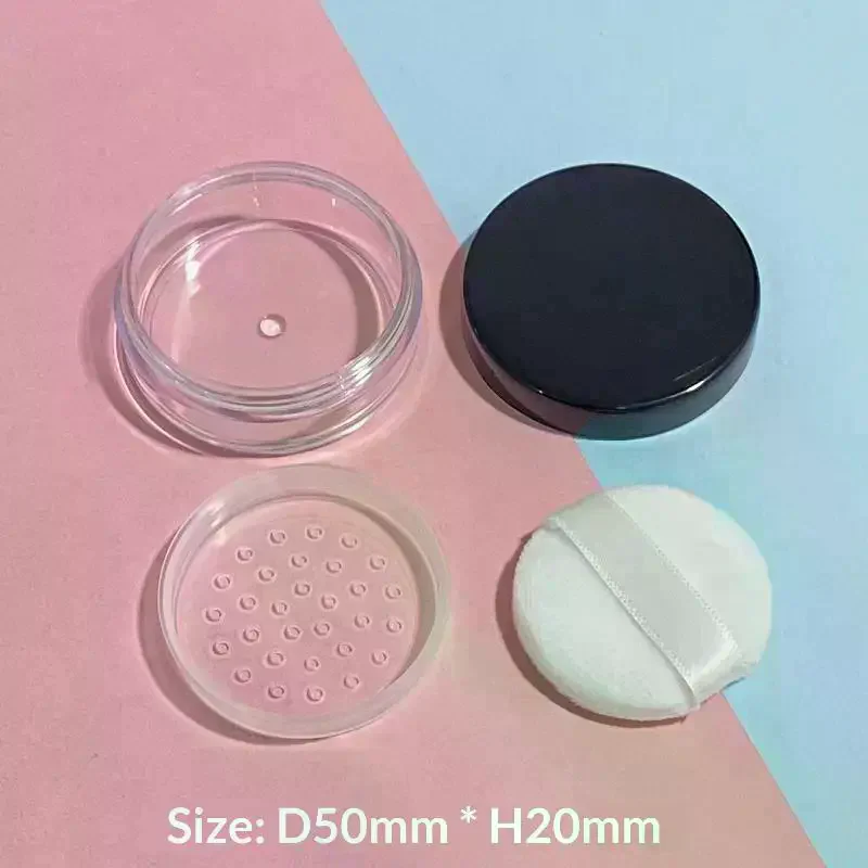 /ACR/Empty Loose Powder Pot With Sieve And Powder Puff Portable 5g Plastic Powder Box Travel Makeup Jar Sifter Container 1Pcs