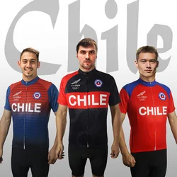 Short Sleeve Bike Cycling Jersey Pro Men Team Chile Flag Breathable Clothes Cycling Top Wear Road Zipper Jacket Gear Sport Shirt