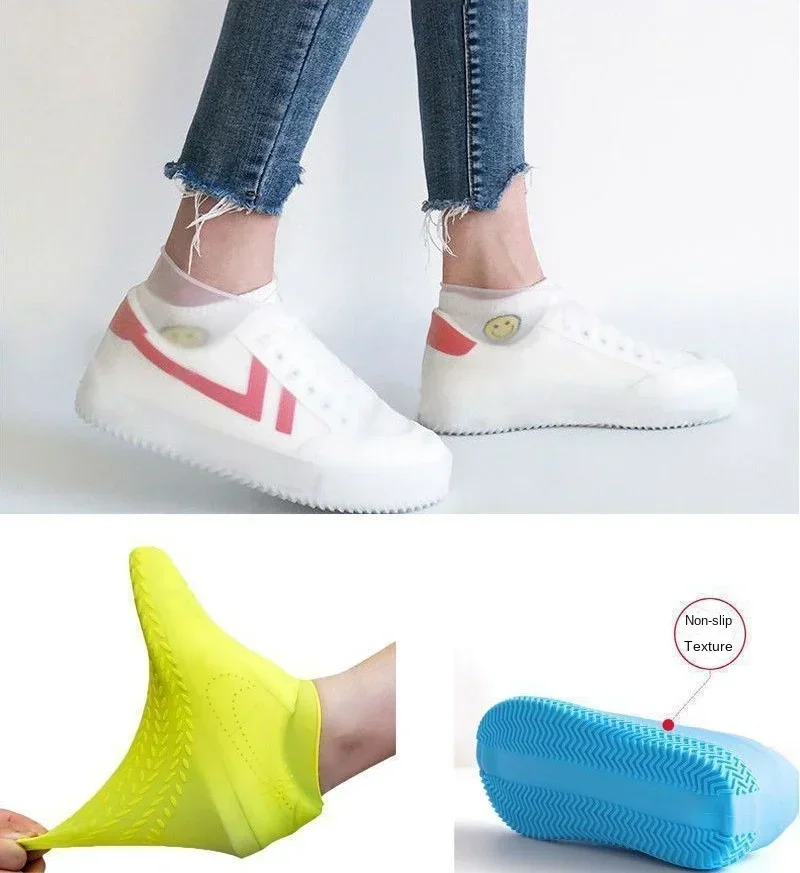 1 Pair Waterproof Silicone Shoe Covers, Wear Resistant Rain Overshoes, Rubber Rain Shoes Accessories for Outdoor Rainy Days
