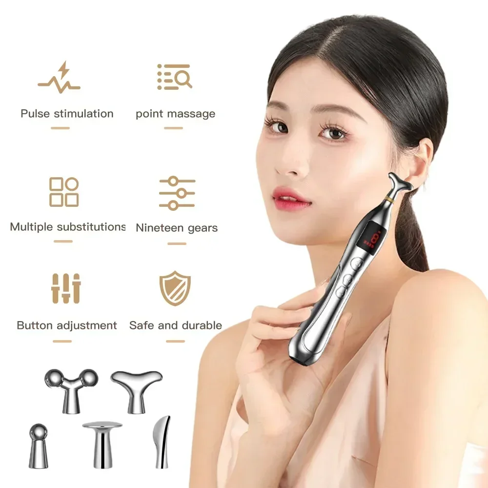 MultiFunction Electronic Acupuncture Pen Full Body Point Massage Pen Meridian Energy EMS Muscle Stimulator Tens Pulse Stick Pads